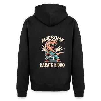 Karate - Unisex Premium Bio Zip Hoodie - Schwarz - Hinten - Nico (187cm)