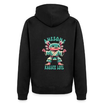 Karate - Unisex Premium Bio Zip Hoodie - Schwarz - Hinten - Nico (187cm)