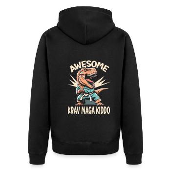 Krav Maga - Unisex Premium Organic Zip Hoodie - black - Back - Nico (187cm)