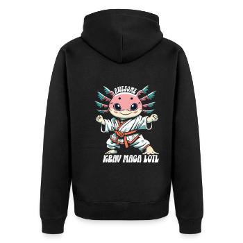 Krav Maga - Unisex Premium Organic Zip Hoodie - black - Back - Nico (187cm)