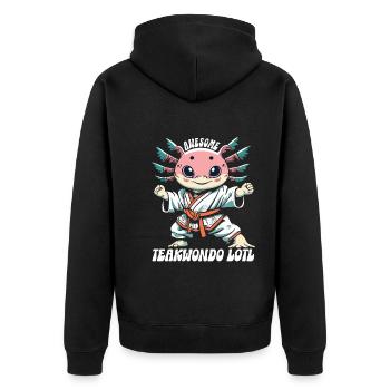 Teakwondo - Unisex Premium Bio Zip Hoodie - Schwarz - Hinten - Nico (187cm)