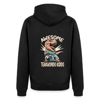 Teakwondo - Unisex Premium Bio Zip Hoodie - Schwarz - Hinten - Nico (187cm)