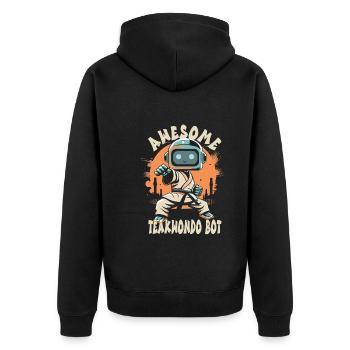 Teakwondo - Unisex Premium Bio Zip Hoodie - Schwarz - Hinten - Nico (187cm)