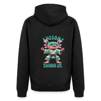 Teakwondo - Unisex Premium Bio Zip Hoodie - Schwarz - Hinten - Nico (187cm)