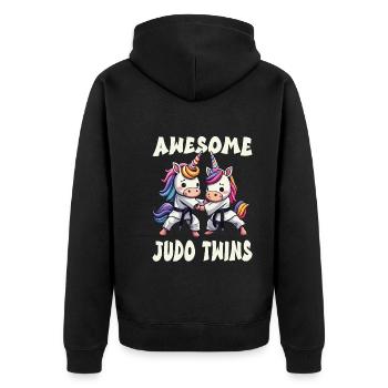 Judo Twins - Veste à capuche bio Premium Unisexe - noir - Dos - Nico (187cm)