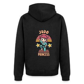 Judo - Unisex Premium Organic Zip Hoodie - black - Back - Nico (187cm)