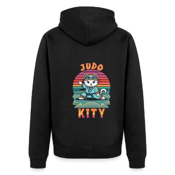 Judo - Unisex Premium Organic Zip Hoodie - black - Back - Nico (187cm)