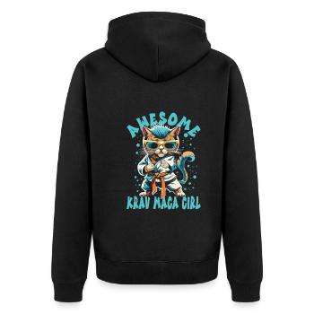 Krav Maga - Unisex Premium Organic Zip Hoodie - black - Back - Nico (187cm)