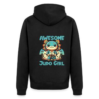 Judo - Unisex Premium Organic Zip Hoodie - black - Back - Nico (187cm)