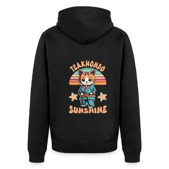 Teakwondo - Unisex Premium Bio Zip Hoodie - Schwarz - Hinten - Nico (187cm)