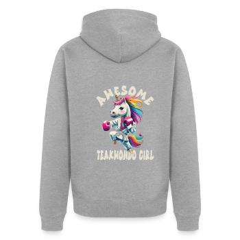 Teakwondo - Veste à capuche bio Premium Unisexe - gris chiné - Dos - Nico (187cm)