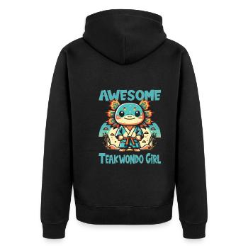 Teakwondo - Unisex Premium Bio Zip Hoodie - Schwarz - Hinten - Nico (187cm)