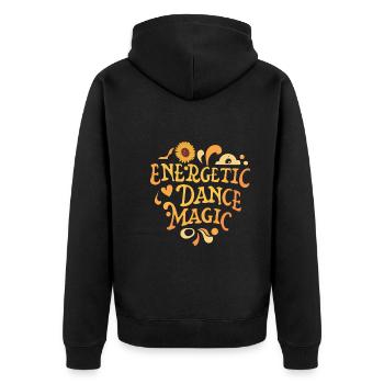 Festival - Unisex Premium Bio Zip Hoodie - Schwarz - Hinten - Nico (187cm)