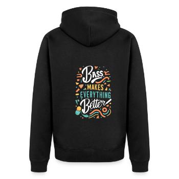 Festival - Unisex Premium Bio Zip Hoodie - Schwarz - Hinten - Nico (187cm)