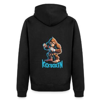 Kickboxen - Unisex Premium Bio Zip Hoodie - Schwarz - Hinten - Nico (187cm)