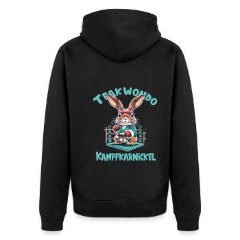 Teakwondo - Unisex Premium Bio Zip Hoodie - Schwarz - Hinten - Nico (187cm)
