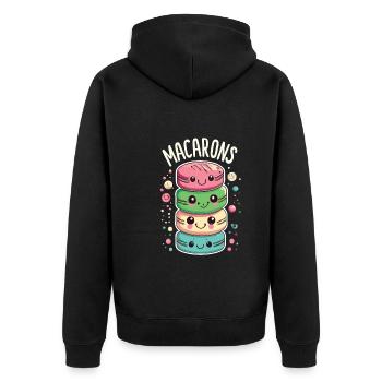 Französisches Essen - Unisex Premium Bio Zip Hoodie - Schwarz - Hinten - Nico (187cm)