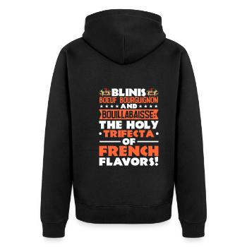 Französisches Essen - Unisex Premium Bio Zip Hoodie - Schwarz - Hinten - Nico (187cm)