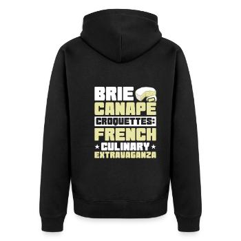 Französisches Essen - Unisex Premium Bio Zip Hoodie - Schwarz - Hinten - Nico (187cm)