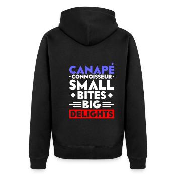 Französisches Essen - Unisex Premium Bio Zip Hoodie - Schwarz - Hinten - Nico (187cm)