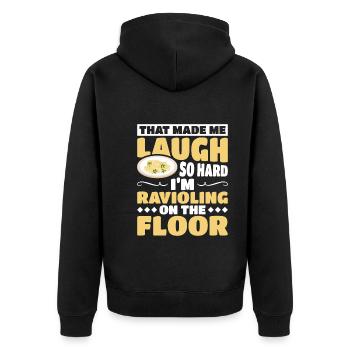 Italienisches Essen - Unisex Premium Bio Zip Hoodie - Schwarz - Hinten - Nico (187cm)