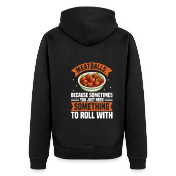 Italienisches Essen - Unisex Premium Bio Zip Hoodie - Schwarz - Hinten - Nico (187cm)
