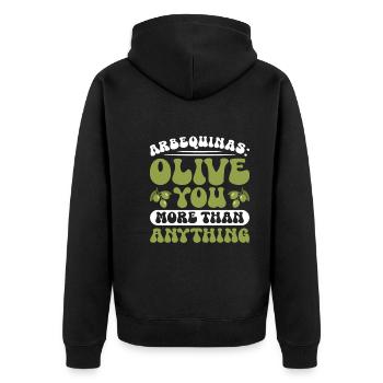Spanish food - Unisex Premium Organic Zip Hoodie - black - Back - Nico (187cm)