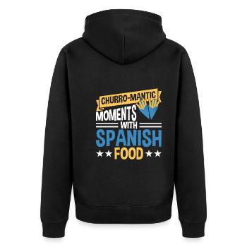 Spanish food - Unisex Premium Organic Zip Hoodie - black - Back - Nico (187cm)