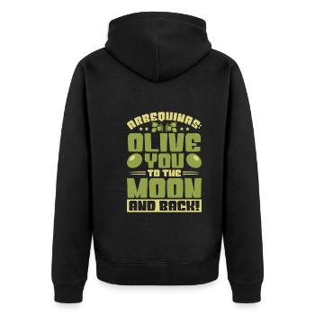 Spanisches Essen - Unisex Premium Bio Zip Hoodie - Schwarz - Hinten - Nico (187cm)