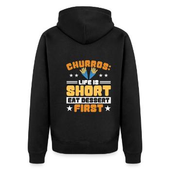 Spanisches Essen - Unisex Premium Bio Zip Hoodie - Schwarz - Hinten - Nico (187cm)