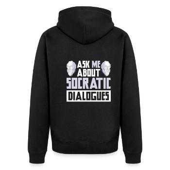 Philosophie - Unisex Premium Bio Zip Hoodie - Schwarz - Hinten - Nico (187cm)