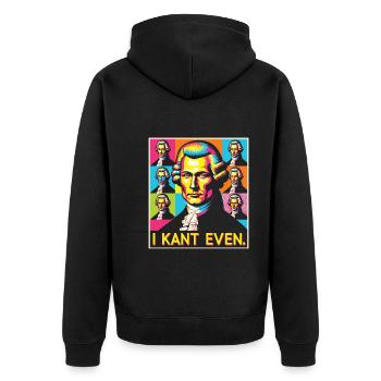 Philosophie - Unisex Premium Bio Zip Hoodie - Schwarz - Hinten - Nico (187cm)