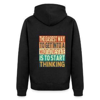 Philosophie - Unisex Premium Bio Zip Hoodie - Schwarz - Hinten - Nico (187cm)