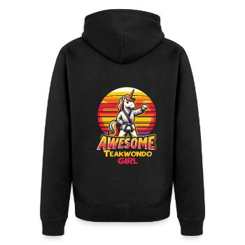 Teakwondo - Unisex Premium Bio Zip Hoodie - Schwarz - Hinten - Nico (187cm)