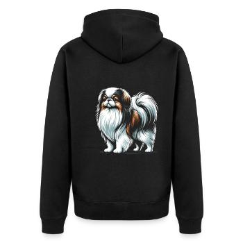 Japan Chin - Unisex Premium Organic Zip Hoodie - black - Back - Nico (187cm)