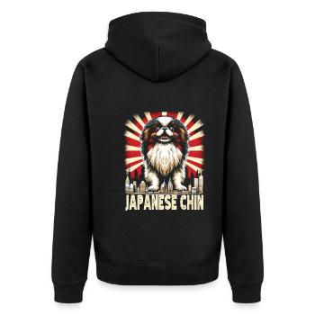 Japan Chin - Unisex Premium Organic Zip Hoodie - black - Back - Nico (187cm)