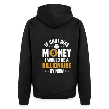 Chai - Unisex Premium Organic Zip Hoodie - black - Back - Nico (187cm)