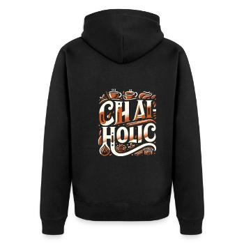 Chai - Unisex Premium Organic Zip Hoodie - black - Back - Nico (187cm)