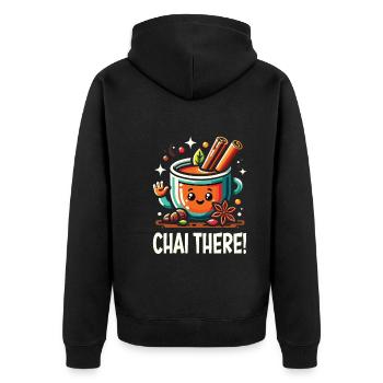 Chai - Unisex Premium Organic Zip Hoodie - black - Back - Nico (187cm)