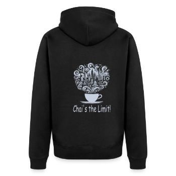 Chai - Unisex Premium Organic Zip Hoodie - black - Back - Nico (187cm)