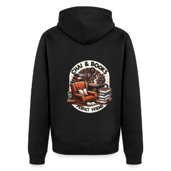 Chai - Unisex Premium Organic Zip Hoodie - black - Back - Nico (187cm)