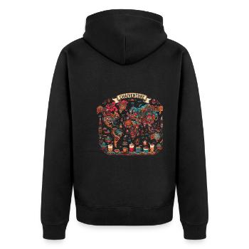 Chai - Unisex Premium Organic Zip Hoodie - black - Back - Nico (187cm)