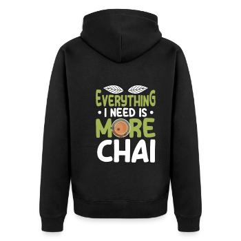 Chai Tea - Unisex Premium Organic Zip Hoodie - black - Back - Nico (187cm)