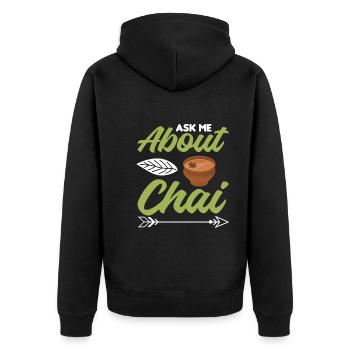 Chai - Unisex Premium Organic Zip Hoodie - black - Back - Nico (187cm)
