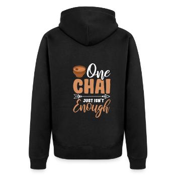 Chai - Unisex Premium Organic Zip Hoodie - black - Back - Nico (187cm)