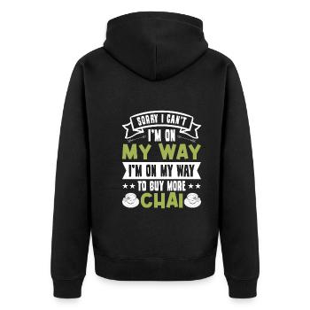 Chai - Unisex Premium Organic Zip Hoodie - black - Back - Nico (187cm)