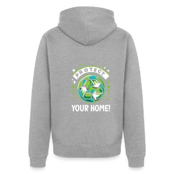 Environmental protection - Unisex Premium Organic Zip Hoodie - heather grey - Back - Nico (187cm)