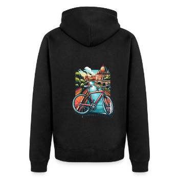 Cycling - Unisex Premium Organic Zip Hoodie - black - Back - Nico (187cm)