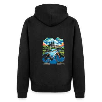 Cycling - Unisex Premium Organic Zip Hoodie - black - Back - Nico (187cm)