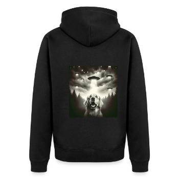 Golden Retriever - Unisex Premium Organic Zip Hoodie - black - Back - Nico (187cm)